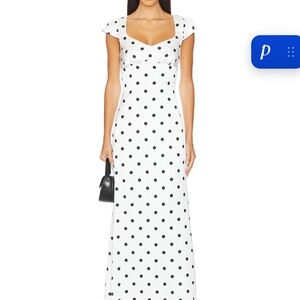 White Polka Dot Maxi Dress with Sweetheart Neckline